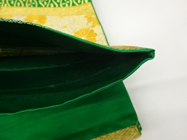  立涌に斜め横段・松竹・菊模様織出し袋帯